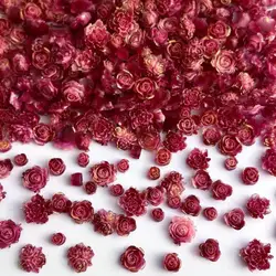 Retro Red Rose Hydrangea Nail Charms 3D Luminous Camellia Flower Buds Resin Nail Art Decorations for Making DIY Manicure Crafts