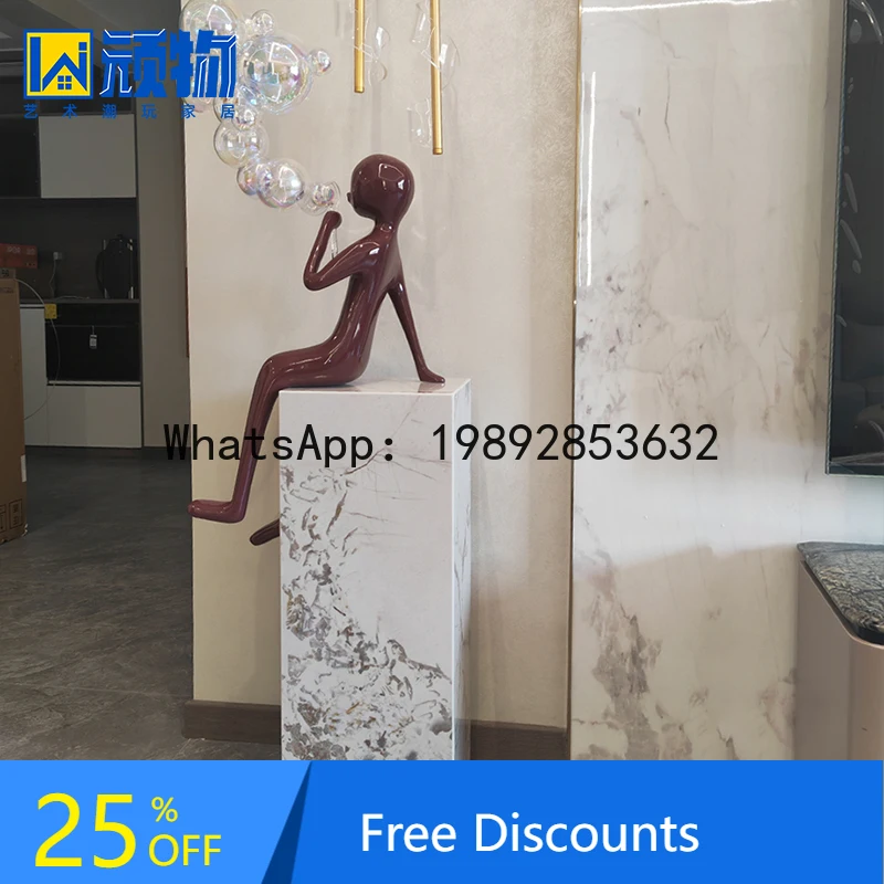 DSA Entrance Floor Rock Plate Ornament Living Room TV Cabinet Display Stone Pillar Flower Stand Shelf