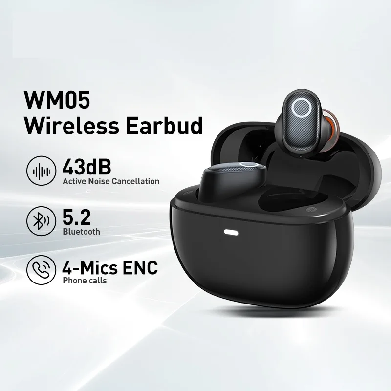 Top Bowie WM05 ANC Wireless Earphone Hybrid 43dB TWS Earbuds 4-mics Noise Cancellation Earphone Bluetooth 5.2 HiFi Headphone