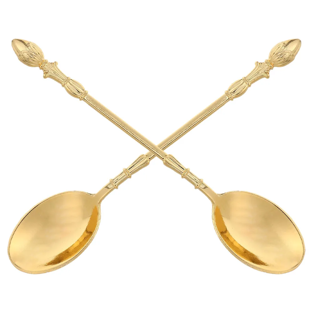 

2pcs Dessert Mini Alloy Sweet for Coffee Tea Sugar Decorative Spoon Cake Jelly Ice Cream Easy Clean Compact Design Versatile Use