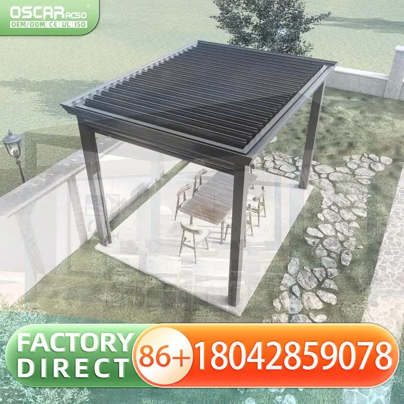 

Motorised 3X3 3X4 4X4 6X4m Outdoor Waterproof Aluminium Bioclimatic Louvered Cover for Garden Patio Poolside Pergola