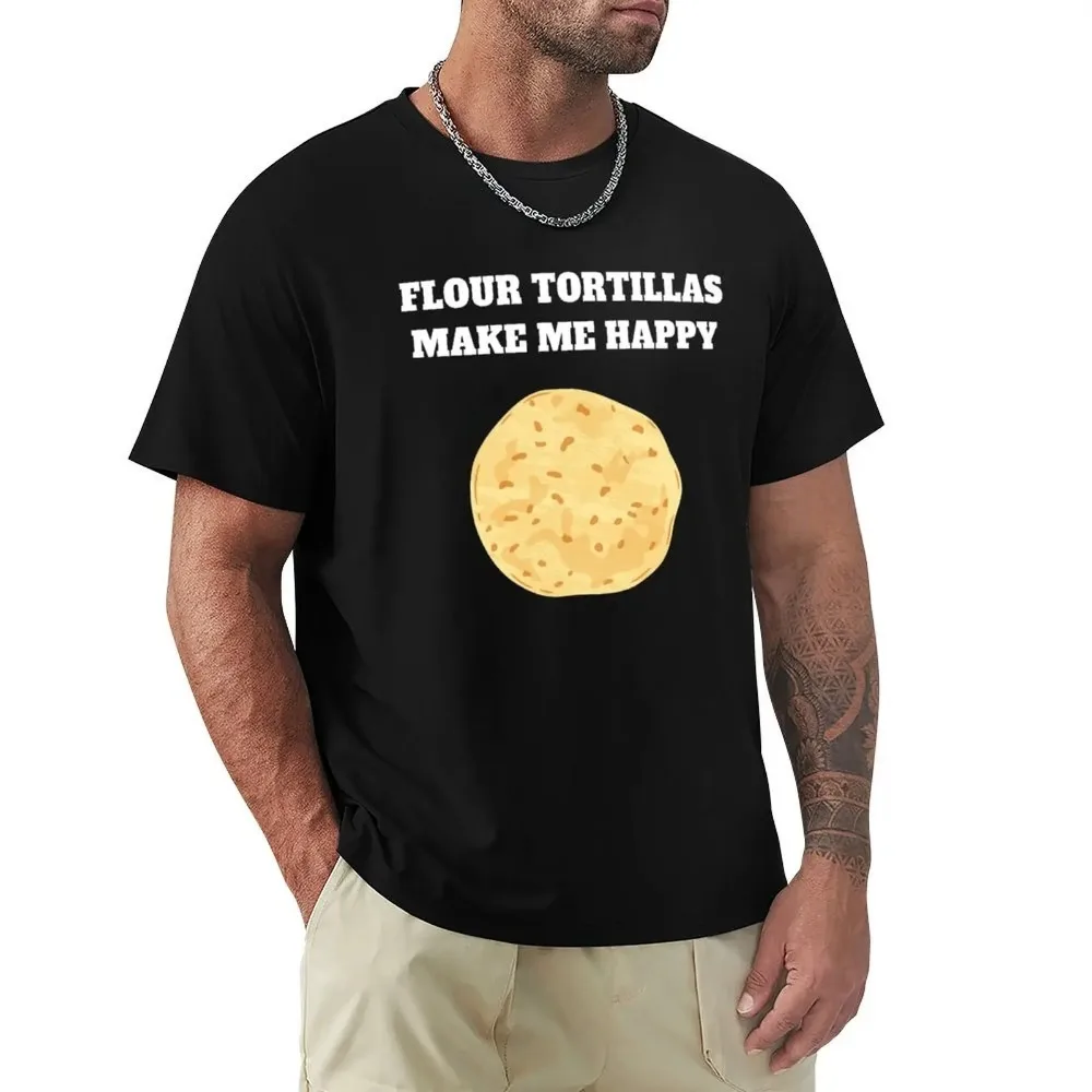 Funny Foodie Flour Tacos Make Me Happy T-shirts Men's Women's Tee Mexican Tortilla T-shirt Summer Breathable Cotton Top Clothing