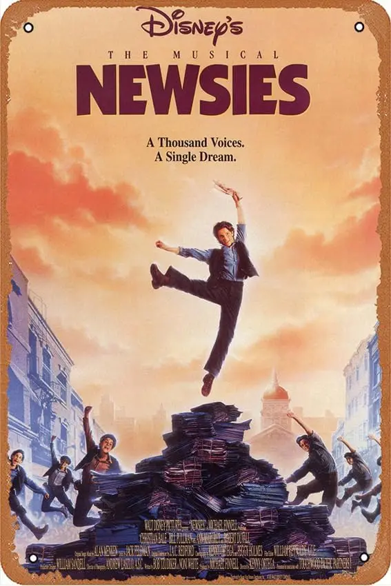 Newsies Movie (1992) Poster Vintage Metal Tin Sign Retro Style Wall Plaque Decoration Metal Sign 8x12 inch