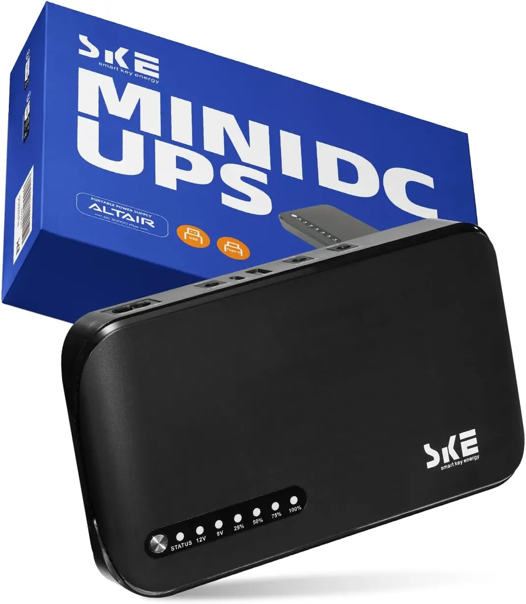 

Mini DC UPS 20000mAh Battery Backup for Routers & Modems - Compact Portable Power Supply with Multiple Outputs