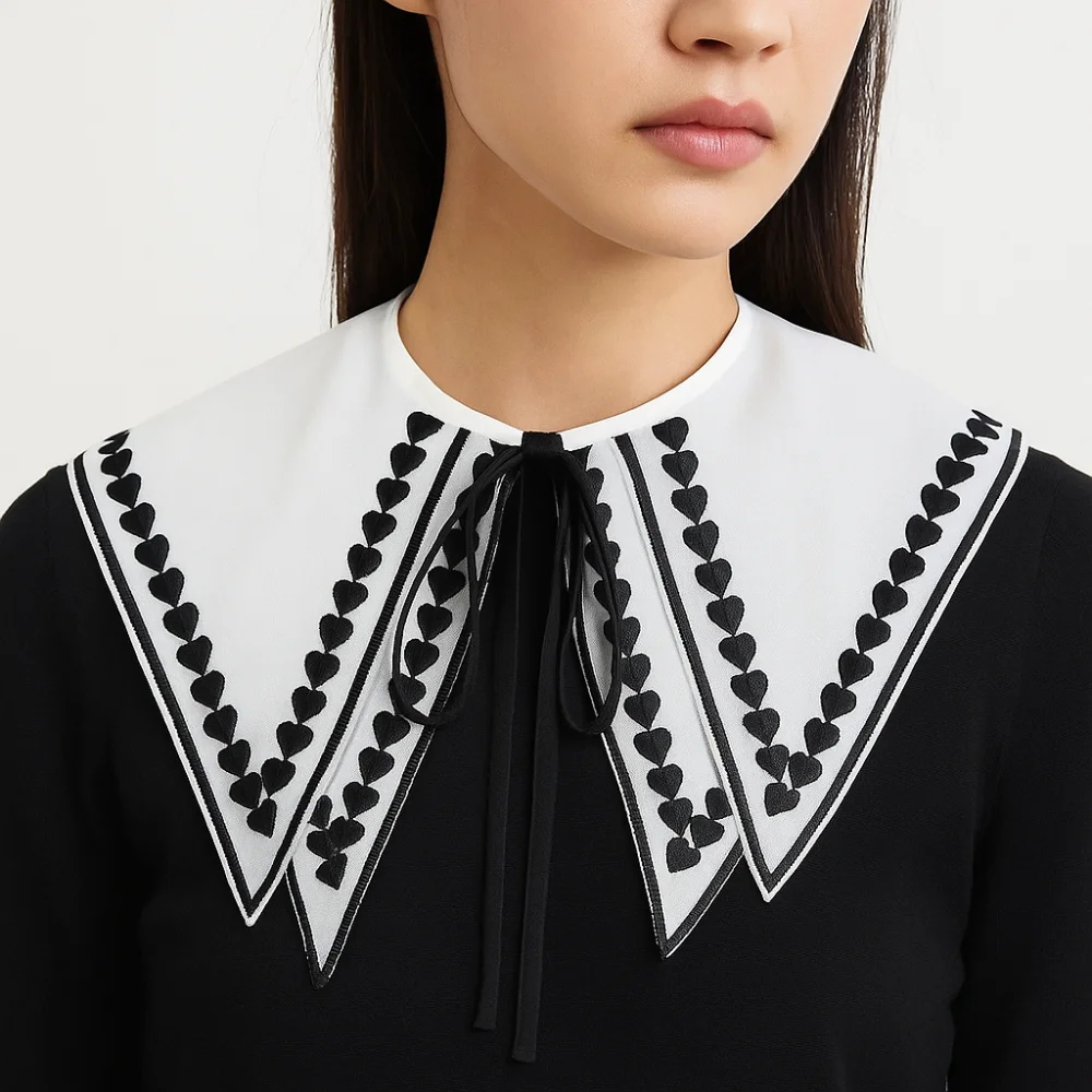 Sweet Hollow Out False Collar Mesh Knitted Crochet Shawl Detachable Collar Round Neck Scarf Accessories