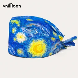 Gorra quirúrgica con estampado de cara sonriente, gorro exfoliante con patrón de expresión divertida, gorros de enfermería