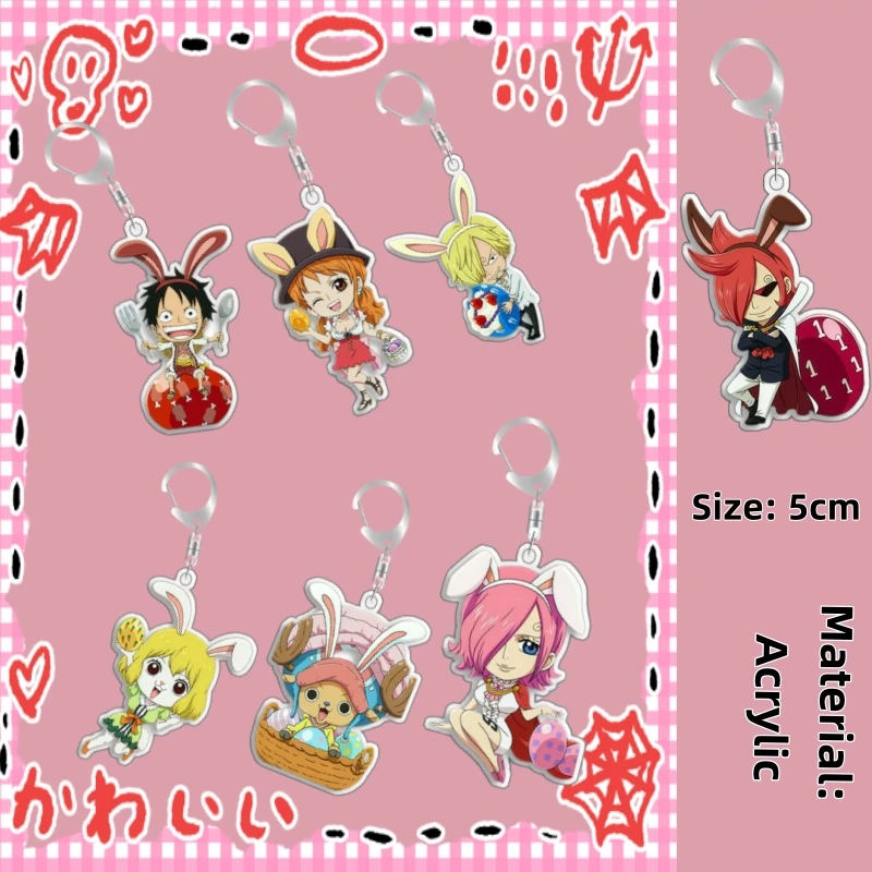 One Piece Monkey D Luffy Nami Sanji Vinsmoke Ichiji Vinsmoke Reiju Acrylic Selfmade Cartoon Anime Keychain Pendant Toy Gift 5CM