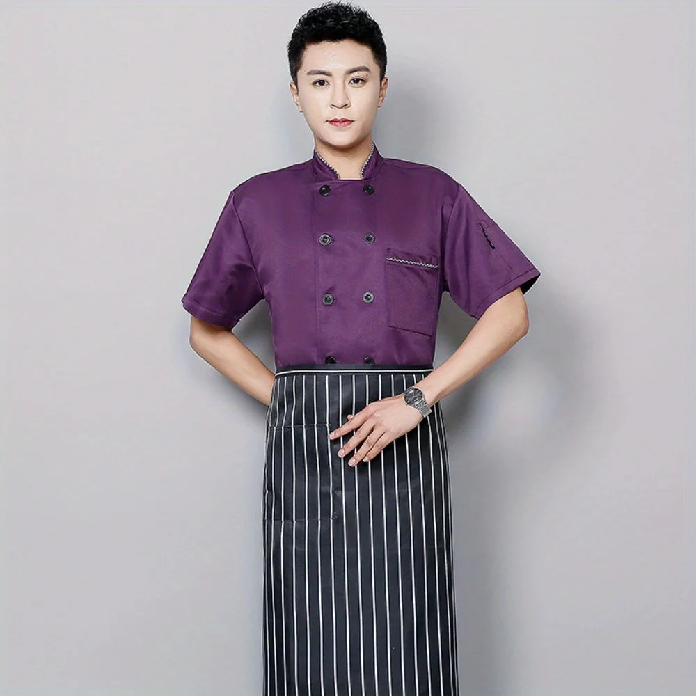 Breathable Short Sleeve Chef Uniform for Men, Lightweight Kitchen Workwear for Hot Weather