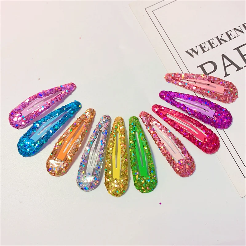 20Pcs/Lot Bling Hairpin Princess Children Hair Accessories Cute Sequin Thick Powder Sprinkled Hairclip Party Decoration Headwear