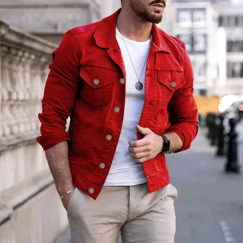 Europe And The United States Fashion Trend Casual Slim-fit Coat Multi-pocket Button Plate Cargo Jacket