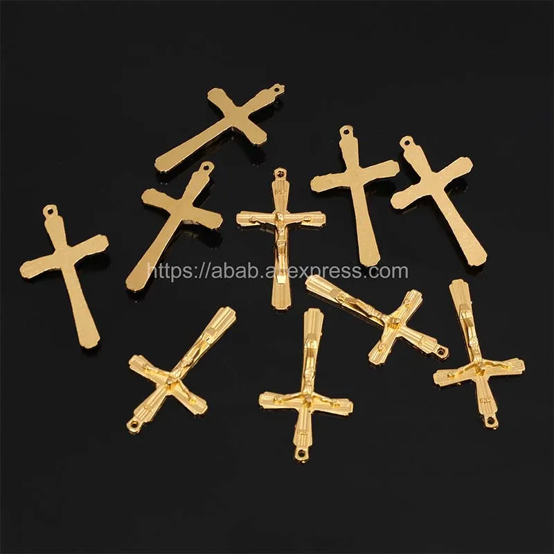 Catholic Gold Connector Necklace Bracelet Connector Gold Plated, Many Jesus Christ Statue Necklace Bracelet Triangle Medal,