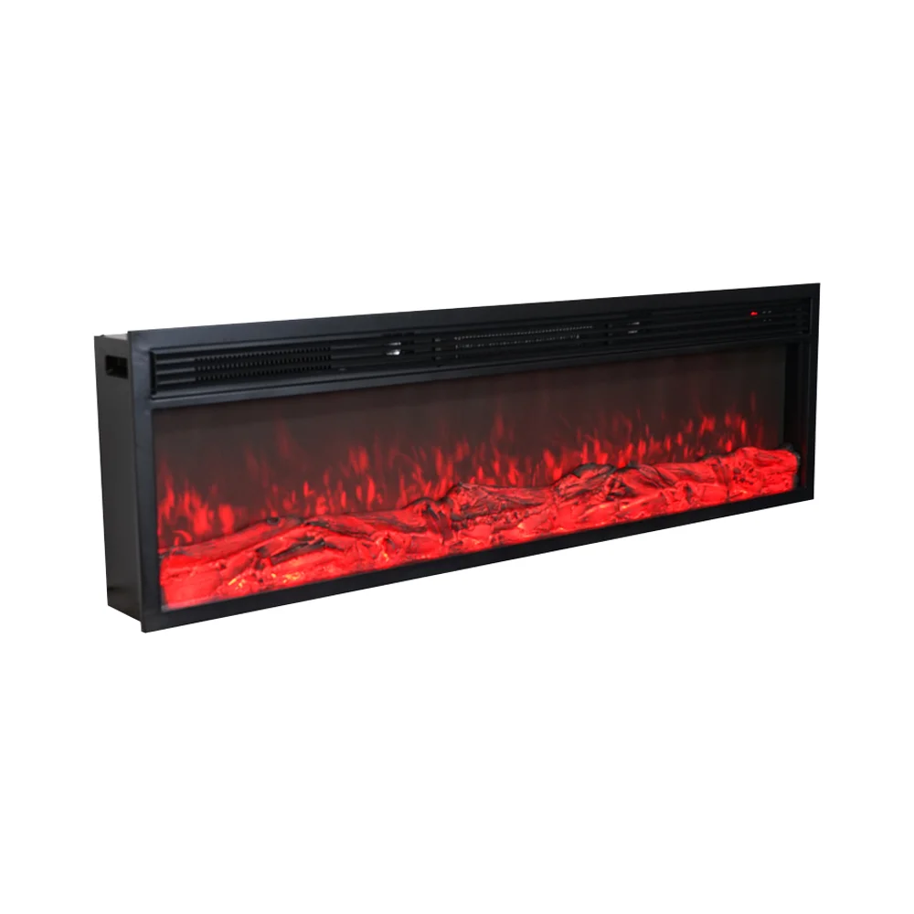 Certified 1500W Electric Fireplace Heater Indoor Decorative Flame Simulation Metal Insert Adjustable Thermostat Home Hotel