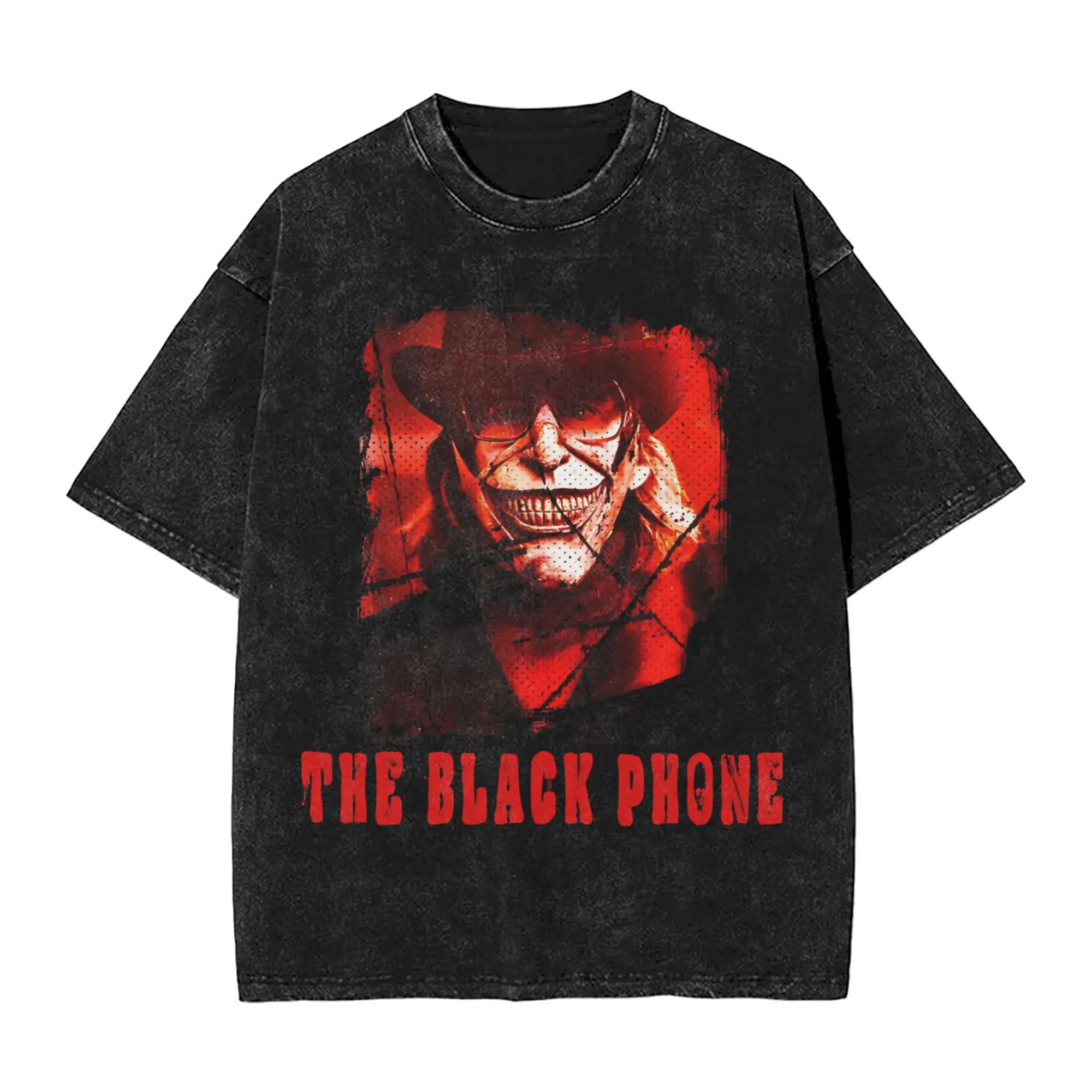 

Men Women's T Shirt The Black Phone Horror Movie Washed T Shirts Hip Hop Summer Tees Y2K Fun Design Cotton Clothes Gift Idea