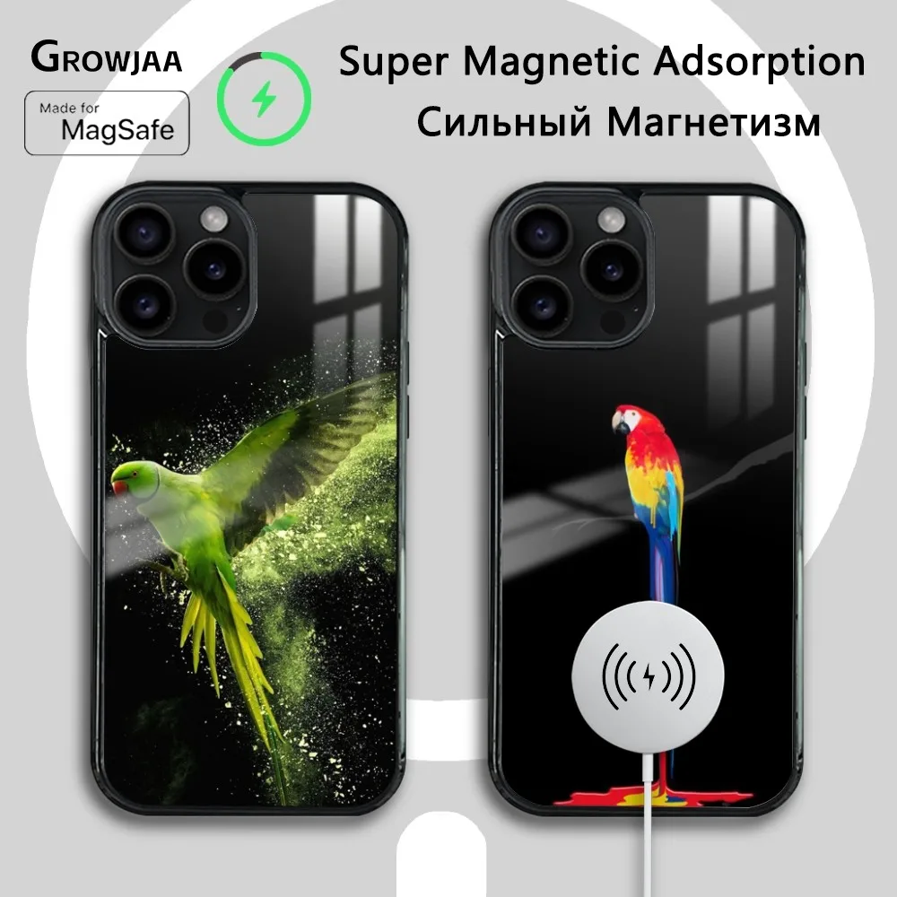 

Parrot Bird Macaw Phone Case For iPhone 16 15 14 13 12 11 Pro Max Plus Mini Magsafe Mirror Wireless Magnetic Cover