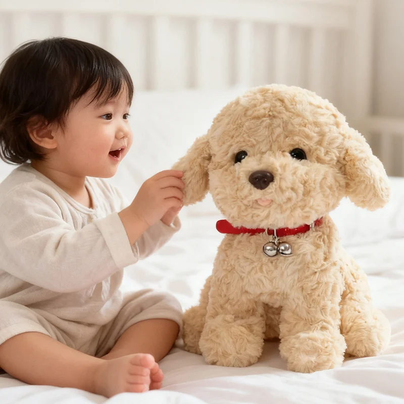 

25/35/45 см реалистичный колокольчик плюшевая собака счастливая имитация собаки пудель плюшевые игрушки фигурка ручной работы игрушка плюшевые мягкие игрушки