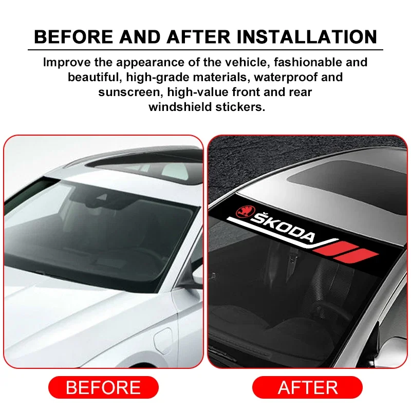 Car front and rear windshield water resistance dazzling car stickers For Skoda octavia a5 a4 mk1 fabia superb rapid KODIAQ Yeti