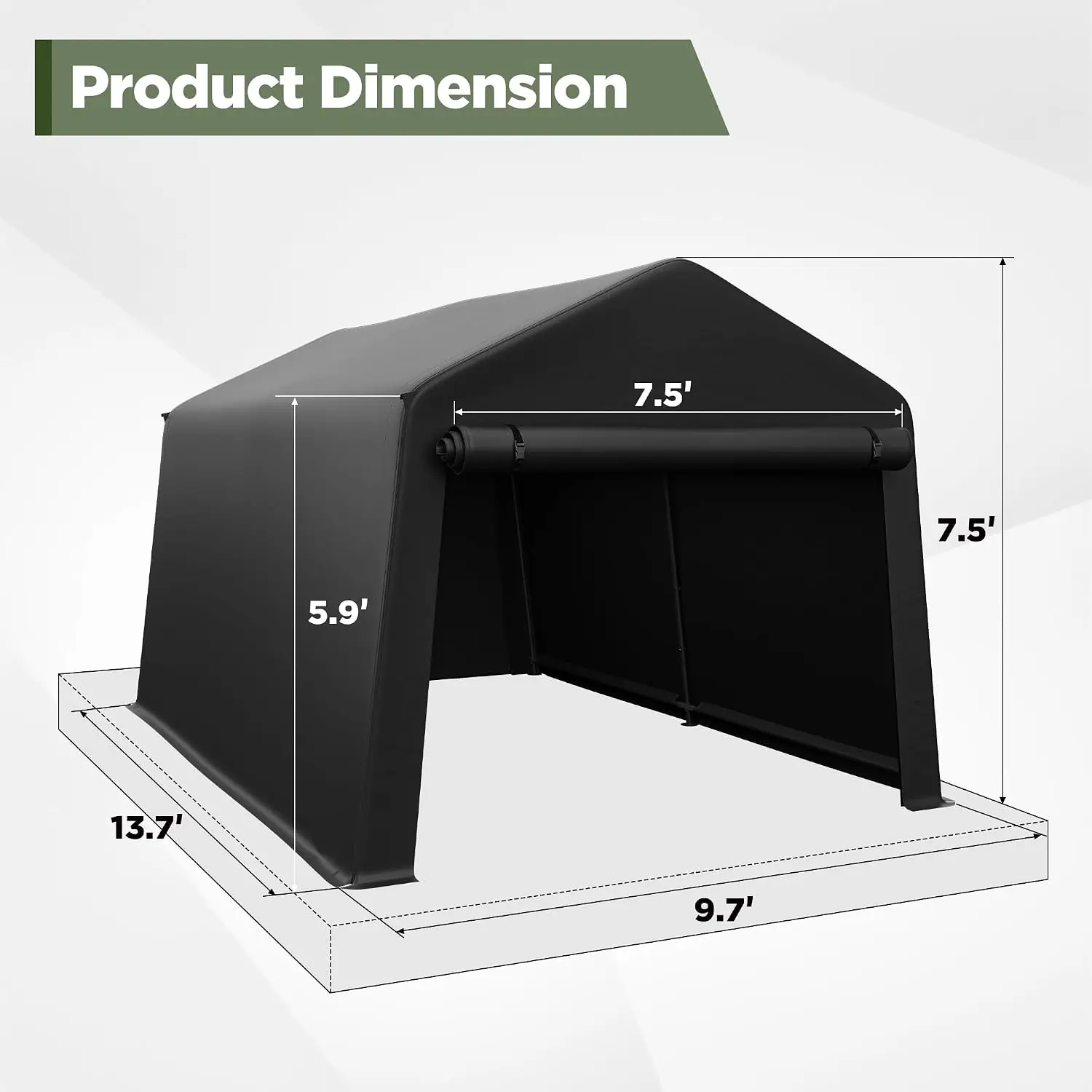Portable Outdoor Storage Shed 8x14FT Waterproof Garden Tool Shelter, Customized view 3