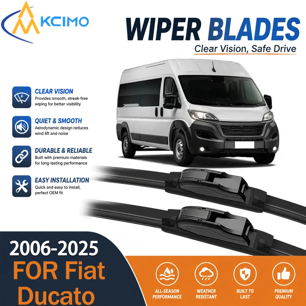 Windshield Wiper Set Durable Rubber Streak‑Free Performance Simple Fitting Replacement Blades For Fiat Ducato 2006-2025