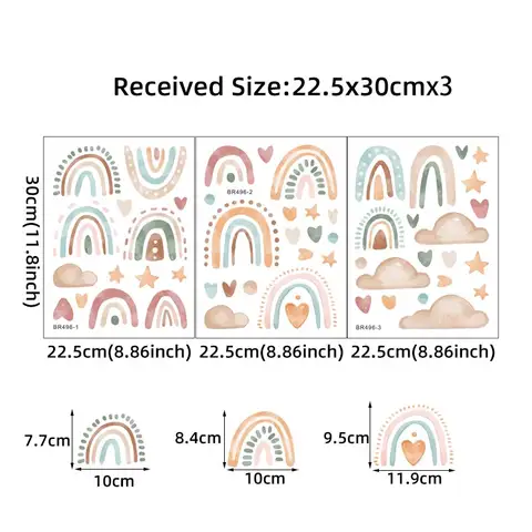 1 पीसी बोहो रंग इंद्रधनुष बादल सितारा दीवार स्टिकर जलरोधक हटाने योग्य पीवीसी बच्चों के कमरे बालवाड़ी घर सजावट के लिए 8 best sales इंद्रधनुष दीवार स्टिकर - №3