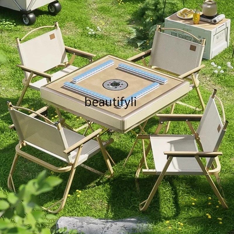 

0R Outdoor camping] Mobile mahjong machine automatic dining table dual-purpose mahjong table R