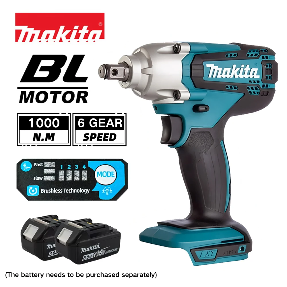 

New Makita DTW700 Battery 1000N.M Torque Brushless Electric Impact Wrench Cordless Electric Drill 1/2"Wrench Power Tools For 18V
