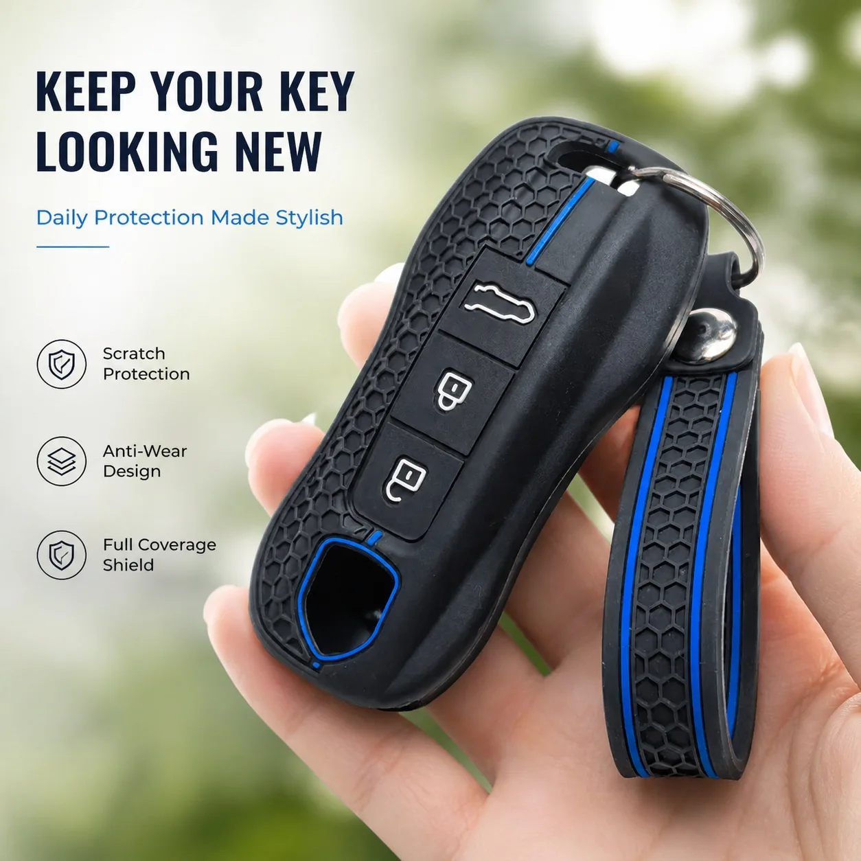 Silicone Remote Key Case For Porsche 911 Cayenne Panamera Macan Taycan 718 Boxster Cayman with slim wrist strap Daily Protection