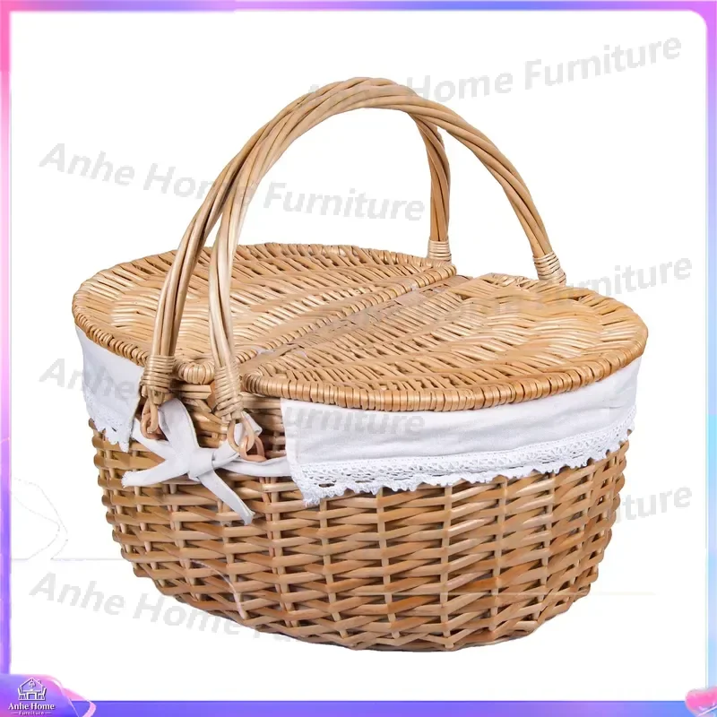 Hand Woven Rattan Pet Bed Cat Dog House Modern Eco Friendly Washable Wicker Basket with Lid Handle Storage Box Vietnam Style