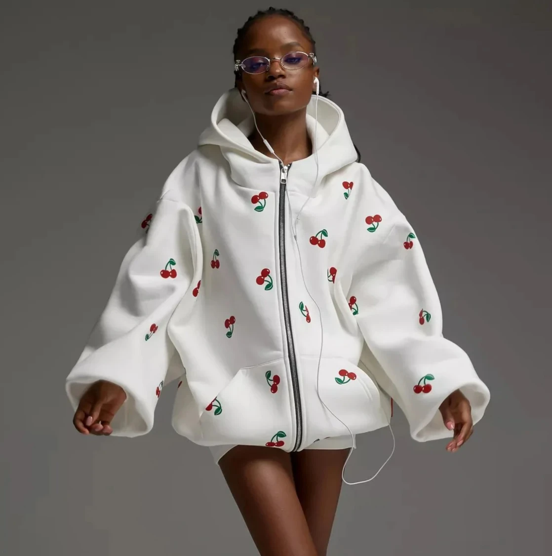 

Толстовки с вишневым принтом женские осенние женские уличные стильные модные брендовые свободные универсальные спортивные толстовки женская одежда