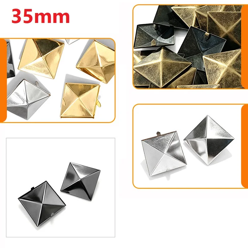 Square Metal Spikes for Clothes 2 Claw Pyramid Rivets Studs for Leather Craft DIY Clothing Shoes Bags Punk Accessories