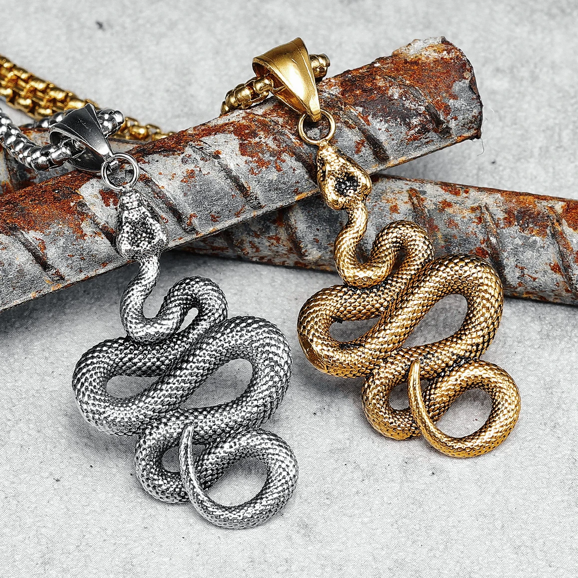 Snakes Pendants Men Simple Python Cobra Necklaces 316L Stainless Steel Men Chain Rap Rock Punk for Friend Male Jewelry Best Gift