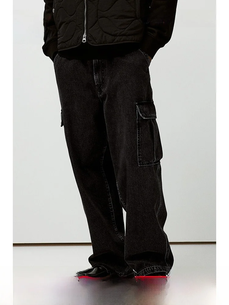 

Comfortable Fashionable Loose Retro Workwear Jeans Men's Summer Denim Pants H&M Long Trousers Cotton 100% Regular Thickness