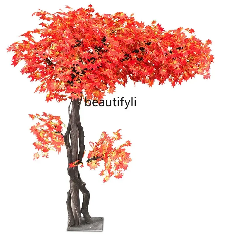 lbSimulation Red Maple Simulation Banyan Tree Large Plant Living Room Dead Tree Decorative Tree