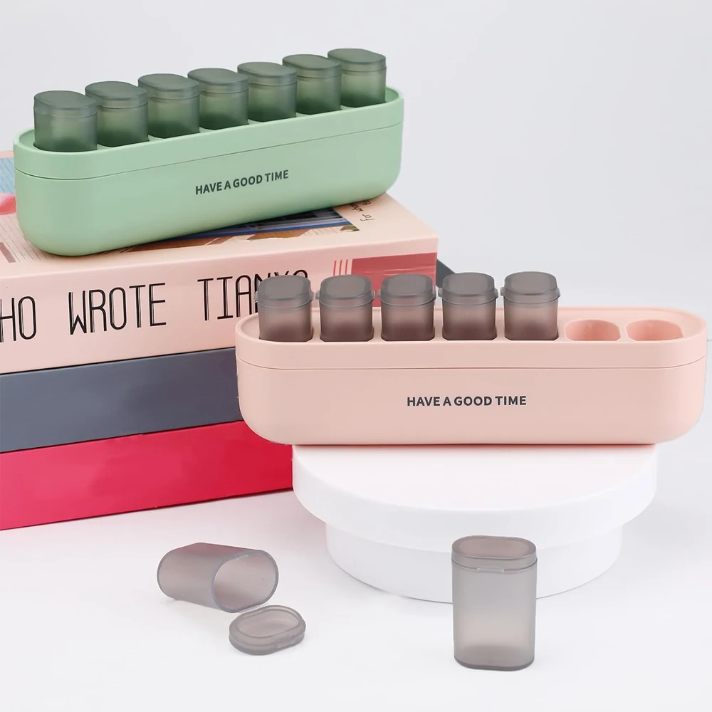 صندوق حبوب الدواء الأسبوعي علبة حبوب منع الحمل توزيع الأدوية حافظة صغيرة محمولة منظم حبوب 7 شبكات صندوق حبوب حاوية تخزين اللوحي
