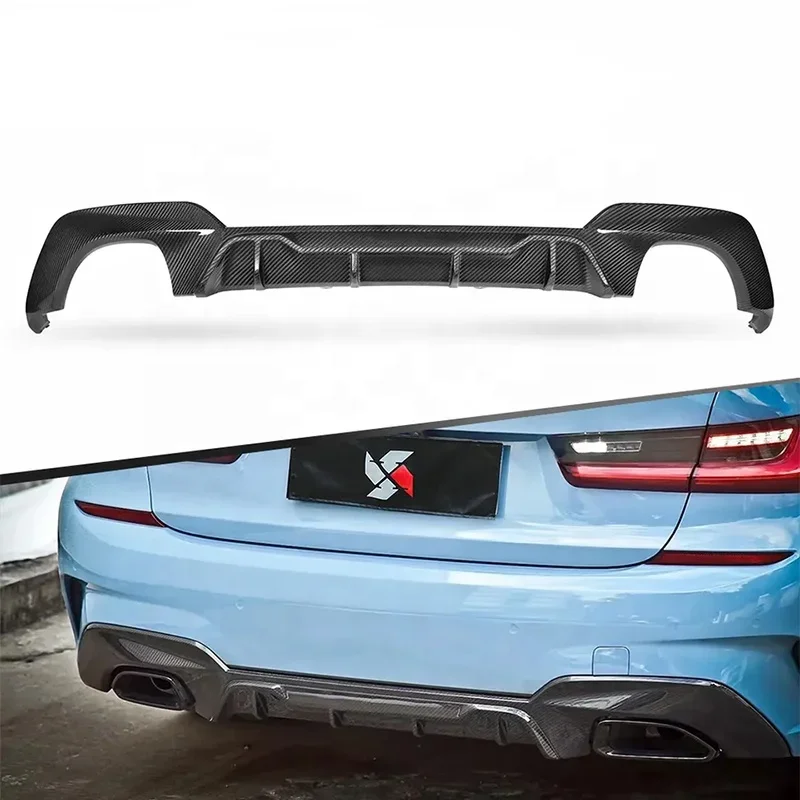 

Dry Carbon MP Style Rear Diffuser Rear Bumper Lip Fins Spoiler Splitter For BMW 3 Series G20 330i 340i 2020+