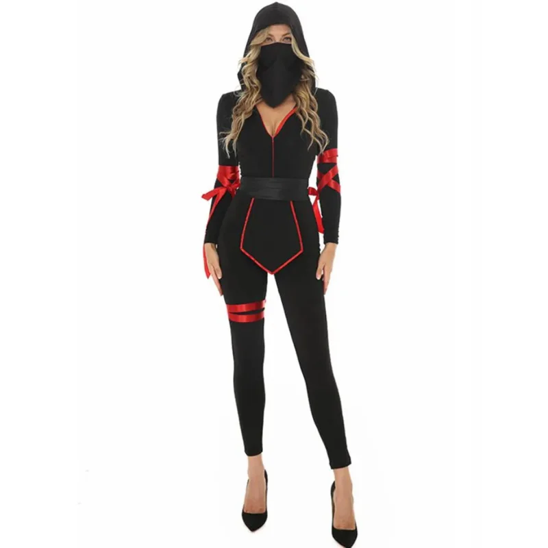 Ninja cosplay anime Halloween costume for women sexy suit Ninja jumpsuits hooded gauge party fancy dress bs1293