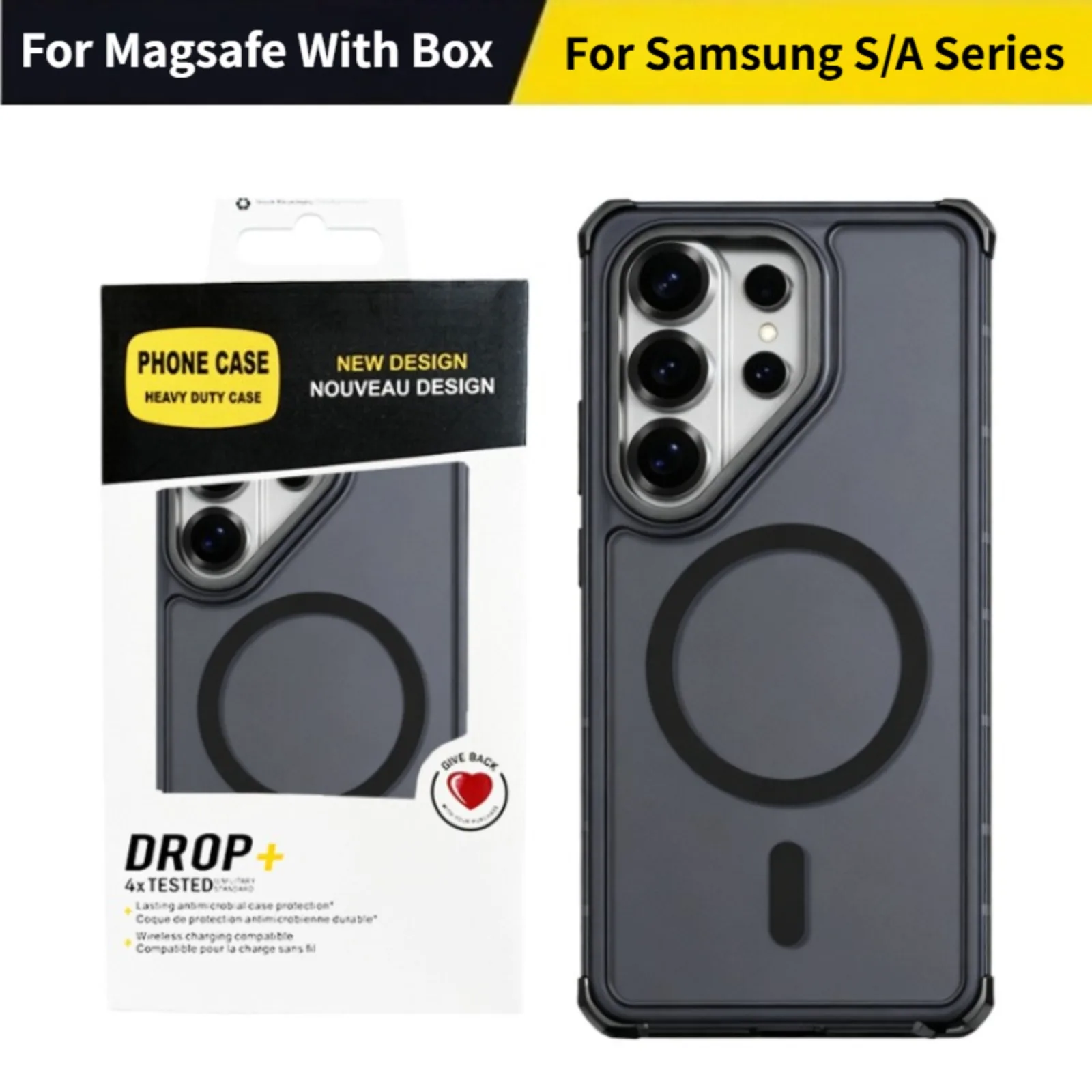 Heavy Duty Sink Feel Matte Clear Magnetic Case for Samsung S26 FE Ultra S25 S24 S23 A57/37/27/17/07 Wireless Charge Armor Cover