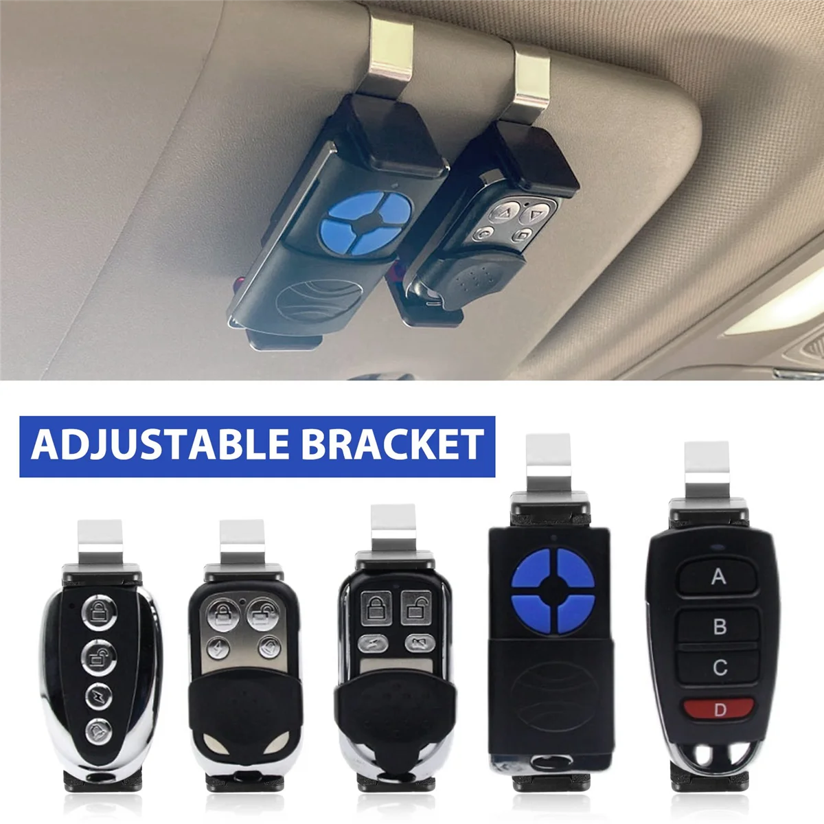 5Pcs Universal Garage Door Gate Remote Control Transmitter Key Fob Car Sun Visor Bracket / Clip 50-70mm