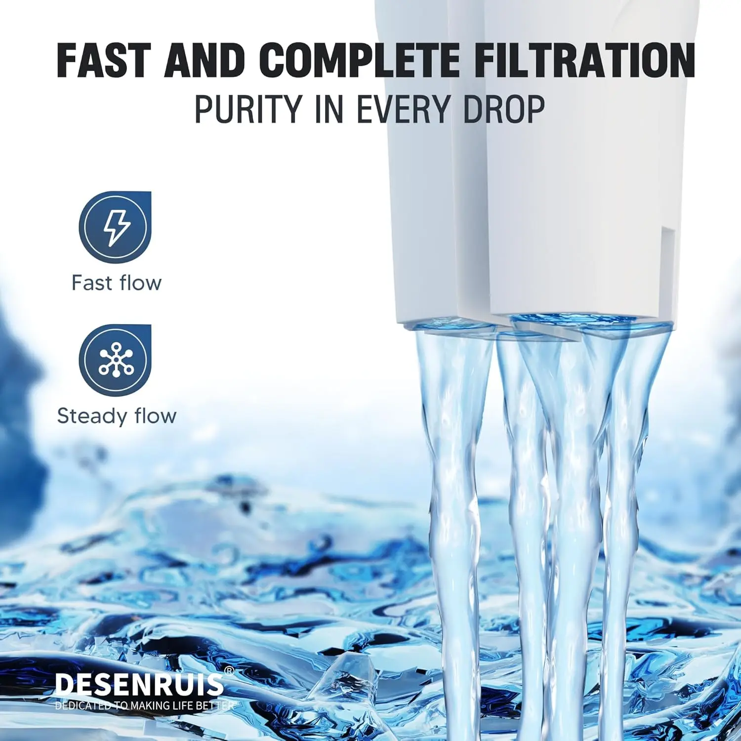 Wasserfilter-Ersatz, kompatibel mit Brita-Wasserkrücken und -spendern, Classic 35557, OB03, Mavea 107007, Chlor reduziert