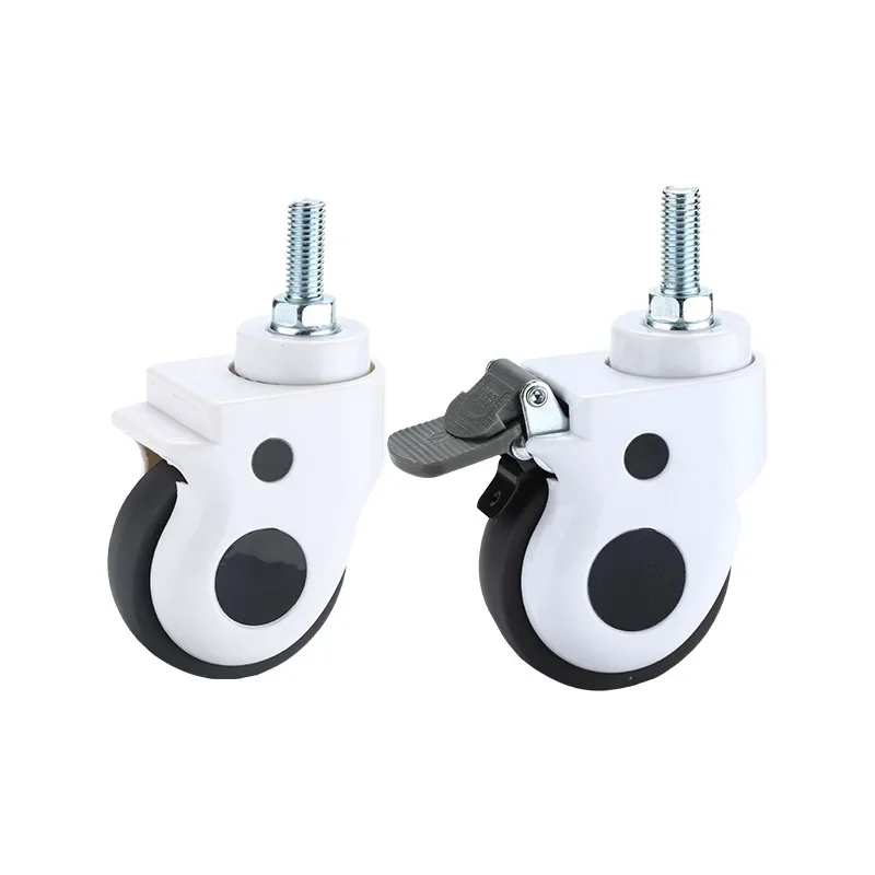 4PCS Medical Caster Wheels with M12x25mm Mounting Bolt Swivel/ Brake Silent Smooth Rolling for Hospital Beds, Carts & Equipment