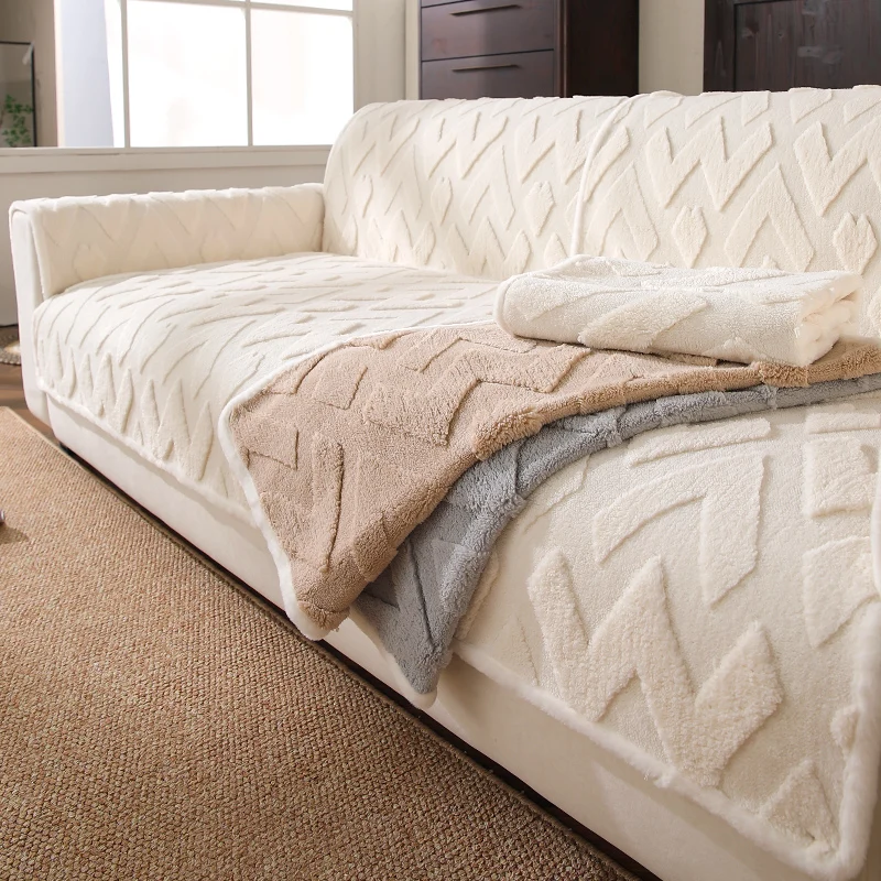 

Thick Plush Couch Sofa Cover Sectional Couch Sofa pad Non-Slip Solid Color Plush Sofa Slipcover Furniture Protector for Kids Pet