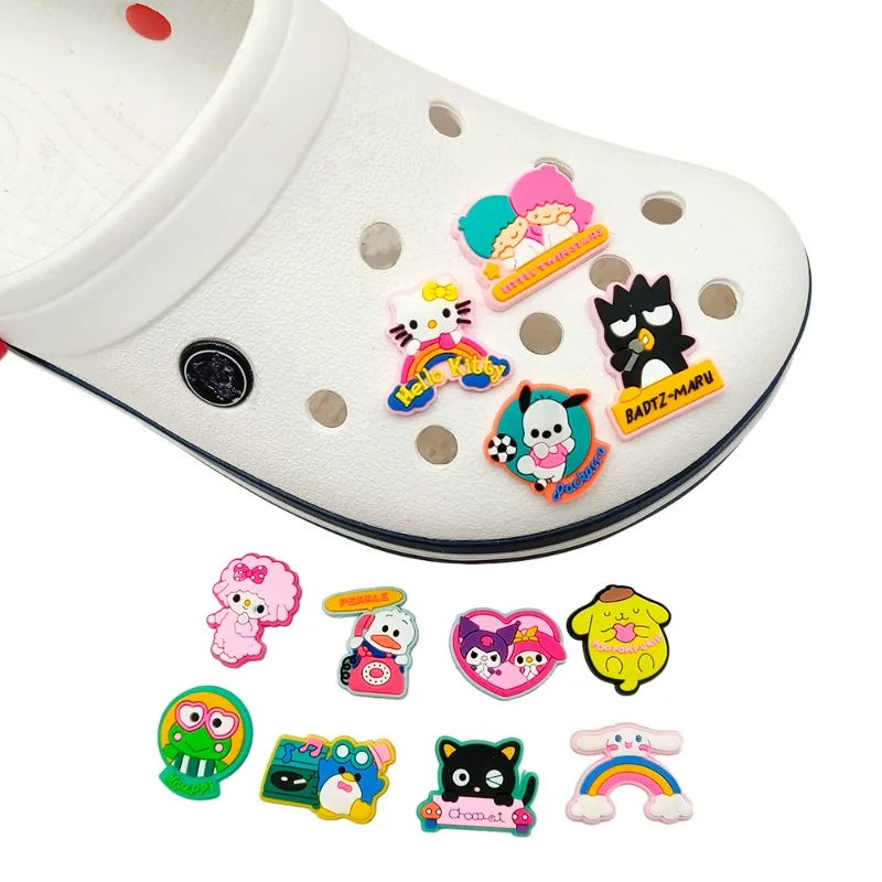 Hello Kitty Kurome gulungan kayu manis My Melody Sanrio Kawaii Set kartun lucu aksesoris menyenangkan tiga dimensi hadiah gesper sepatu