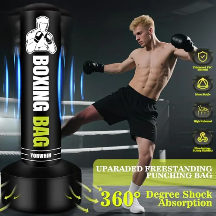 Freestanding Punching Bag for Adults Teens 70'' Heavy Boxing Bag with Stand Includes Gloves Pump and Jump Rope Ideal for Home G