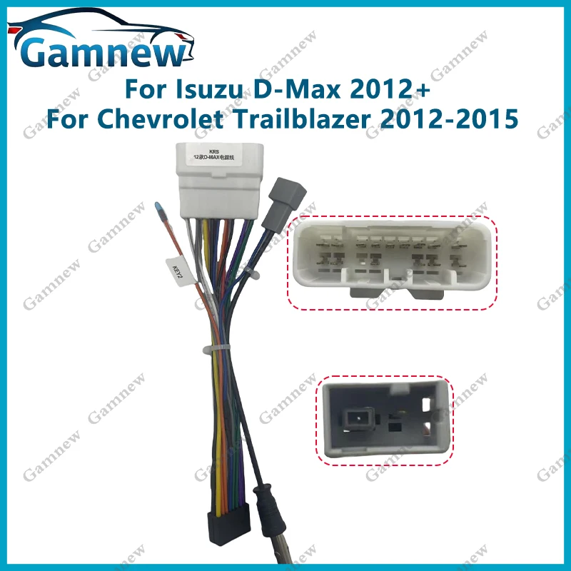 Car 16pin Power Cord Wiring Harness Adapter With Rearview Wire For Isuzu D-MAX 2008-2020 Installation Head Unit Cable