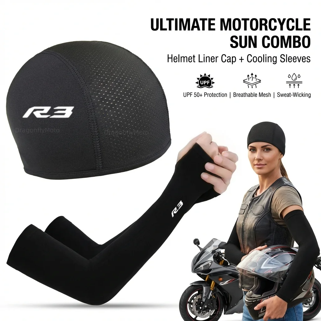 

For yamaha YZFR3 YZF-R3 YZF R3 2015-2023 2022 2021 2020 Motorcycle Summer Sun Protection Cap Cycling Cap Sports Arm Cover