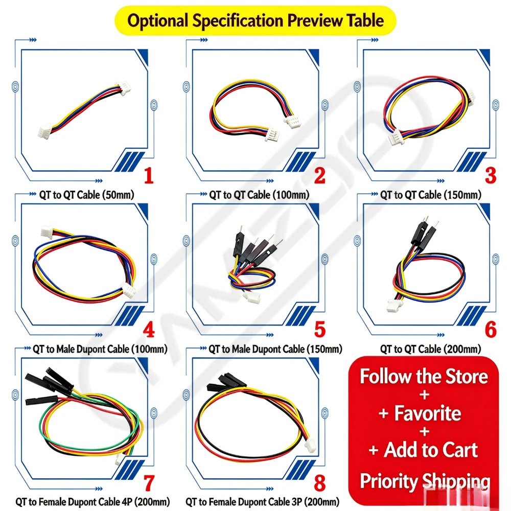 JST1.0 SH1.0 4-poliges Kabel mit Stecker, Dupont-Kabel, für STEMMA QT/QWIIC Pico H – Detail 1