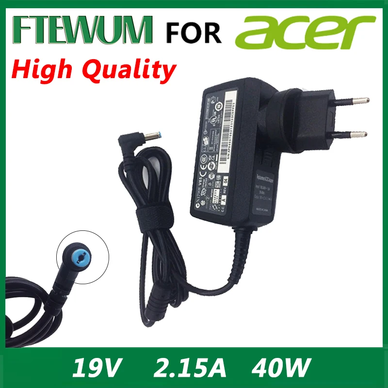 FTEWUM Laptop NotebookAC Adapter Charger Power Supply 19V 2.15A 40W 5.5x1.7mm For Acer Aspire One D255 533 D257 D260 W500P W501