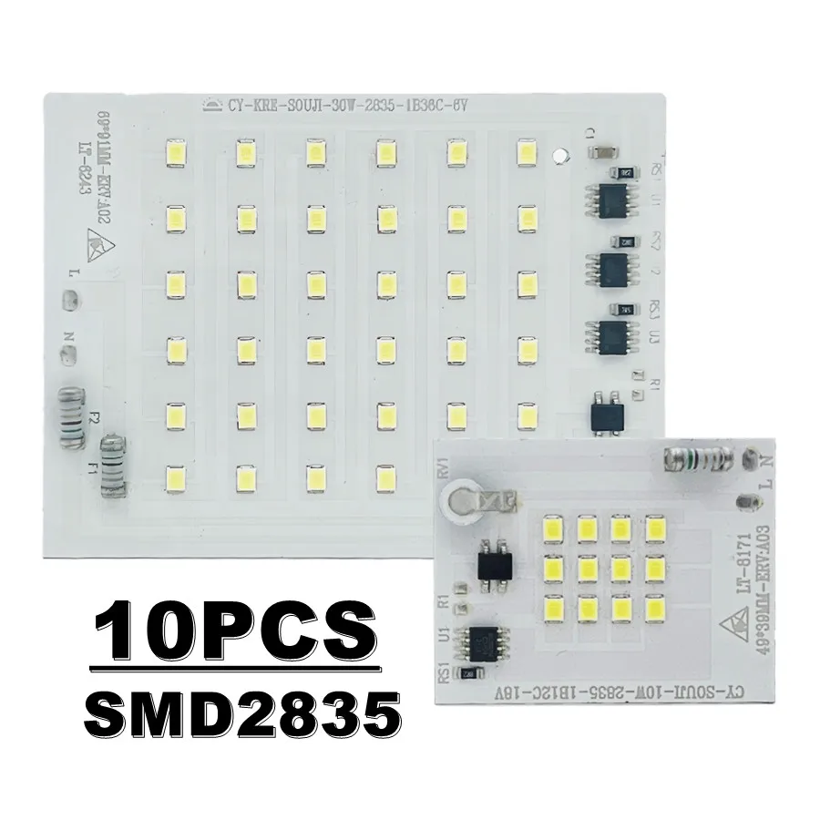 10 pcs/Lot LED Chip 20W 30W 100W 200W Flood Light Beads 220V SMD2835 Led Floodlight Lamp Chips For Outdoor Lighting Spotlight