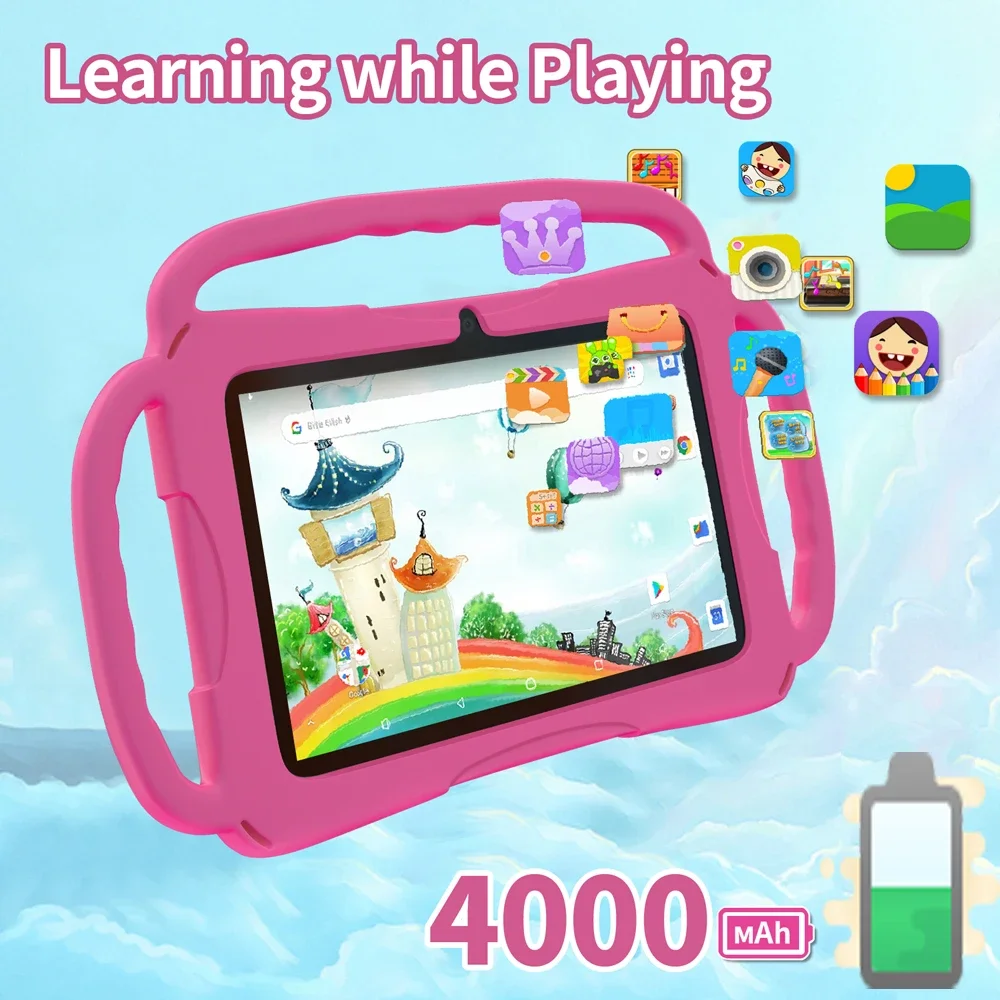 2024 Nieuwe 7-Inch Kindertablet Google Learning Game Bluetooth Tablet Quad Core 4Gb Ram 64Gb Rom 5Gwifi Dual Camera