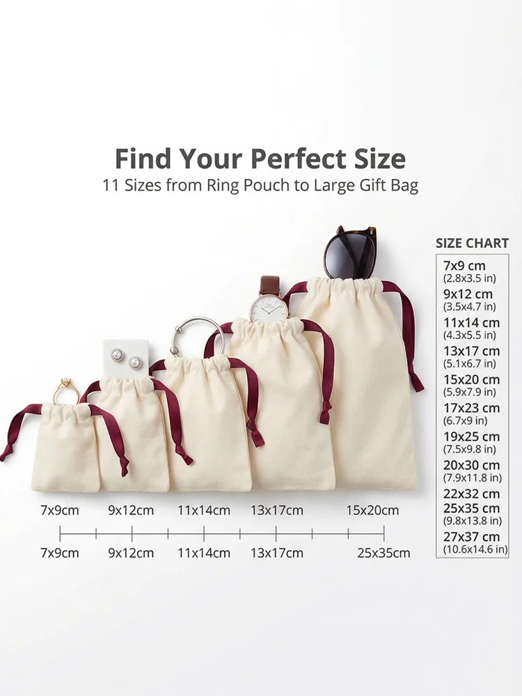 Natürliche Baumwoll-Geschenktasche für Schmuck und Kosmetik, Umweltfreundliche Verpackungstasche – Detail 4