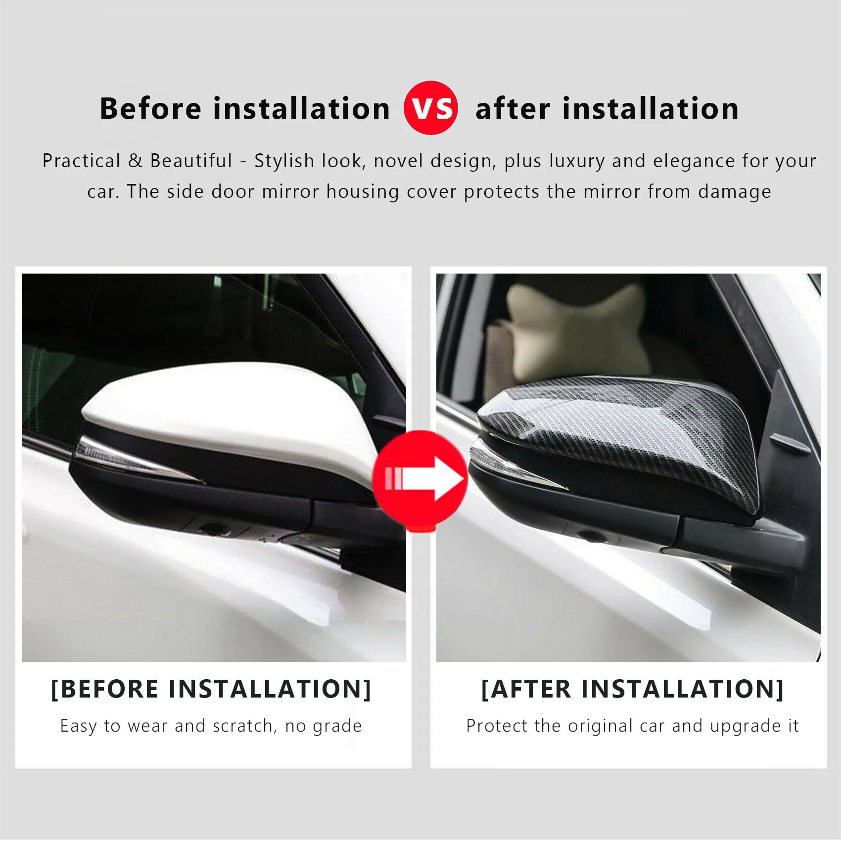 Tapa de cubierta de espejo retrovisor de coche, decoración de puerta lateral para Toyota Hilux Revo Fortuner Vigo Highlander RAV4